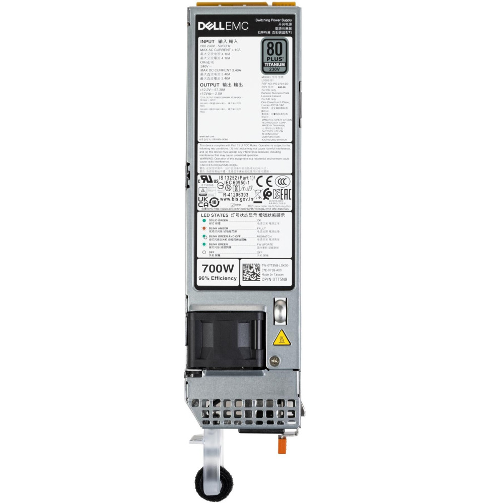 bloc-dalimentationdell-single-enfichable-a-chaud-700-w-mm-hlac-200-240vac-titanium-par-liteon-450-amjc